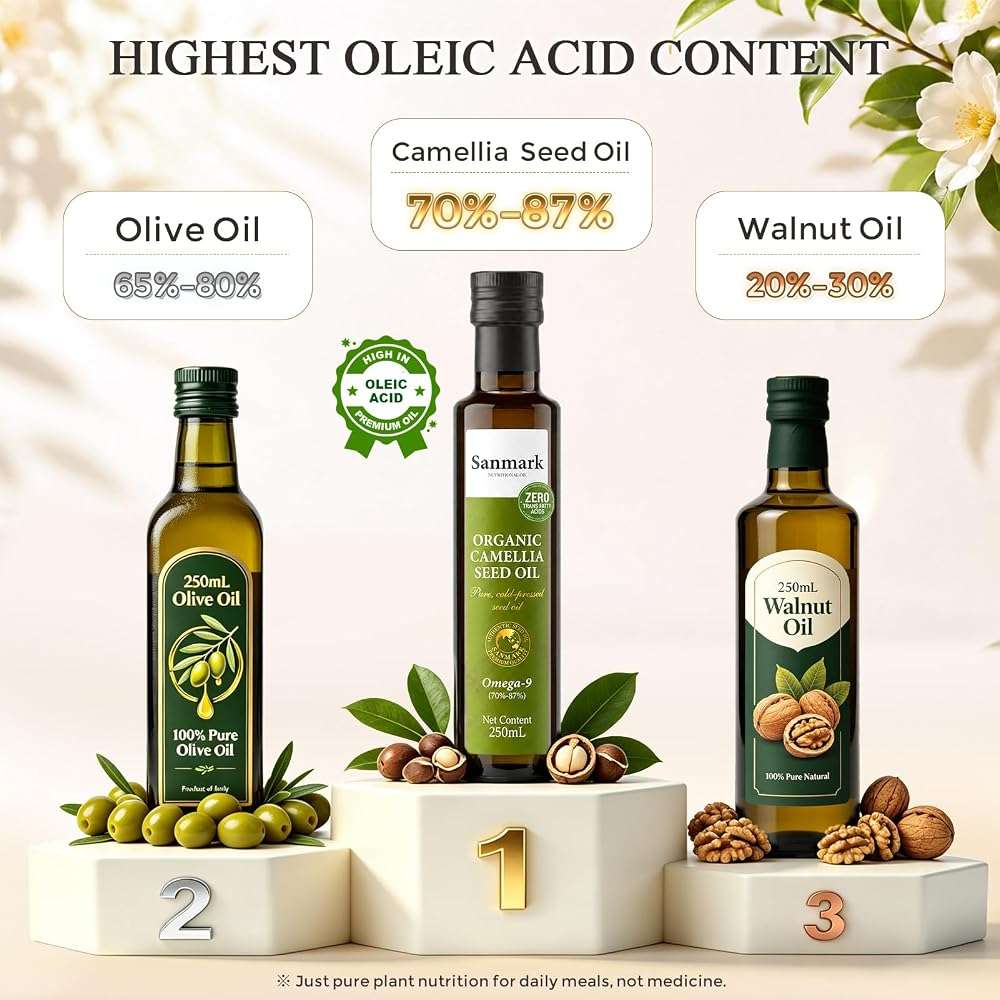 Organic Camellia Seed Oil 8.45 fl oz (250ml) – Pure Cold-Pressed Tea Seed Oil for Cooking & Culinary, Rich in Omega-9 (70%-87% Oleic Acid), High Smoke Point, Natural Mountain-Grown (pack of 1) - Image 2