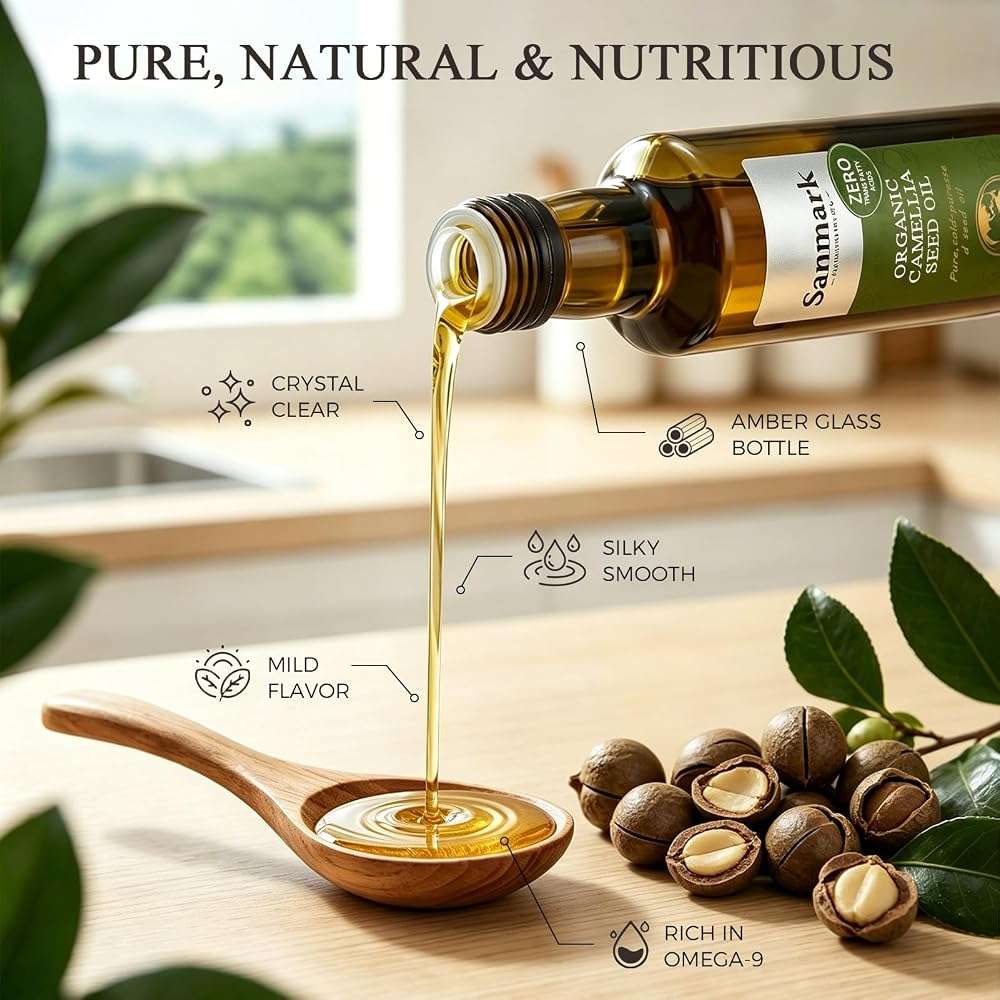 Organic Camellia Seed Oil 8.45 fl oz (250ml) – Pure Cold-Pressed Tea Seed Oil for Cooking & Culinary, Rich in Omega-9 (70%-87% Oleic Acid), High Smoke Point, Natural Mountain-Grown (pack of 1) - Image 5