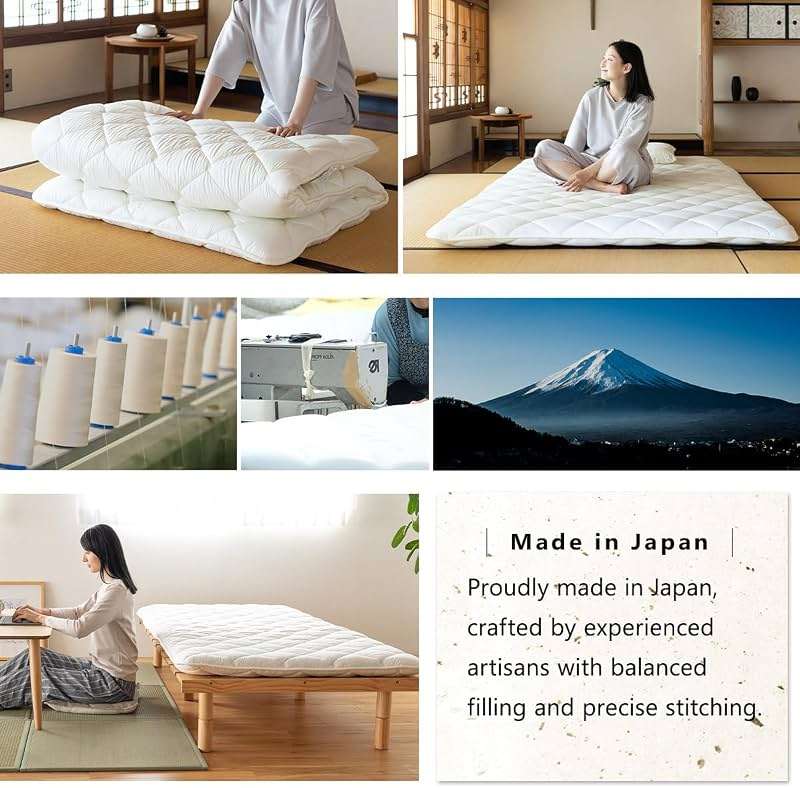 EMOOR Japanese Futon Mattress Premium CLASSE Full, Floor Sleeping Mat Tatami Shikibuton Igusa Natural Cotton - Image 7