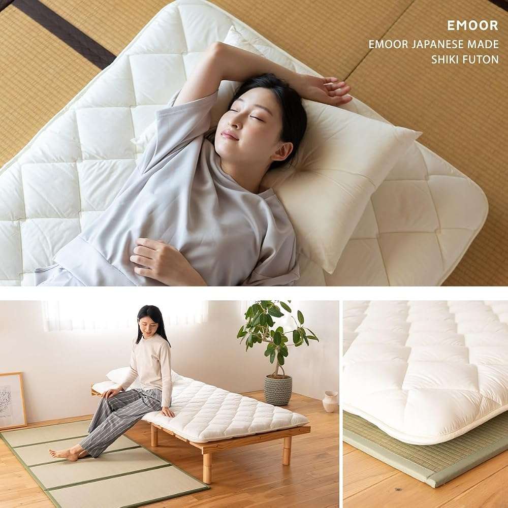 EMOOR Japanese Futon Mattress Premium CLASSE Full, Floor Sleeping Mat Tatami Shikibuton Igusa Natural Cotton - Image 8