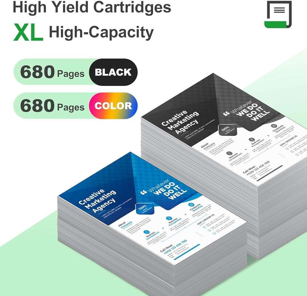 CINKCOCO 68XL 68 Ink Cartridges Black/Color Combo Pack Compatible for HP68 68 XL 68 Ink Cartridges for HP Printers Replacement for HP Ink 68 68e for Envy 6155e 6100e 6152e 6500e 6552e 6555e 6558e - Image 3