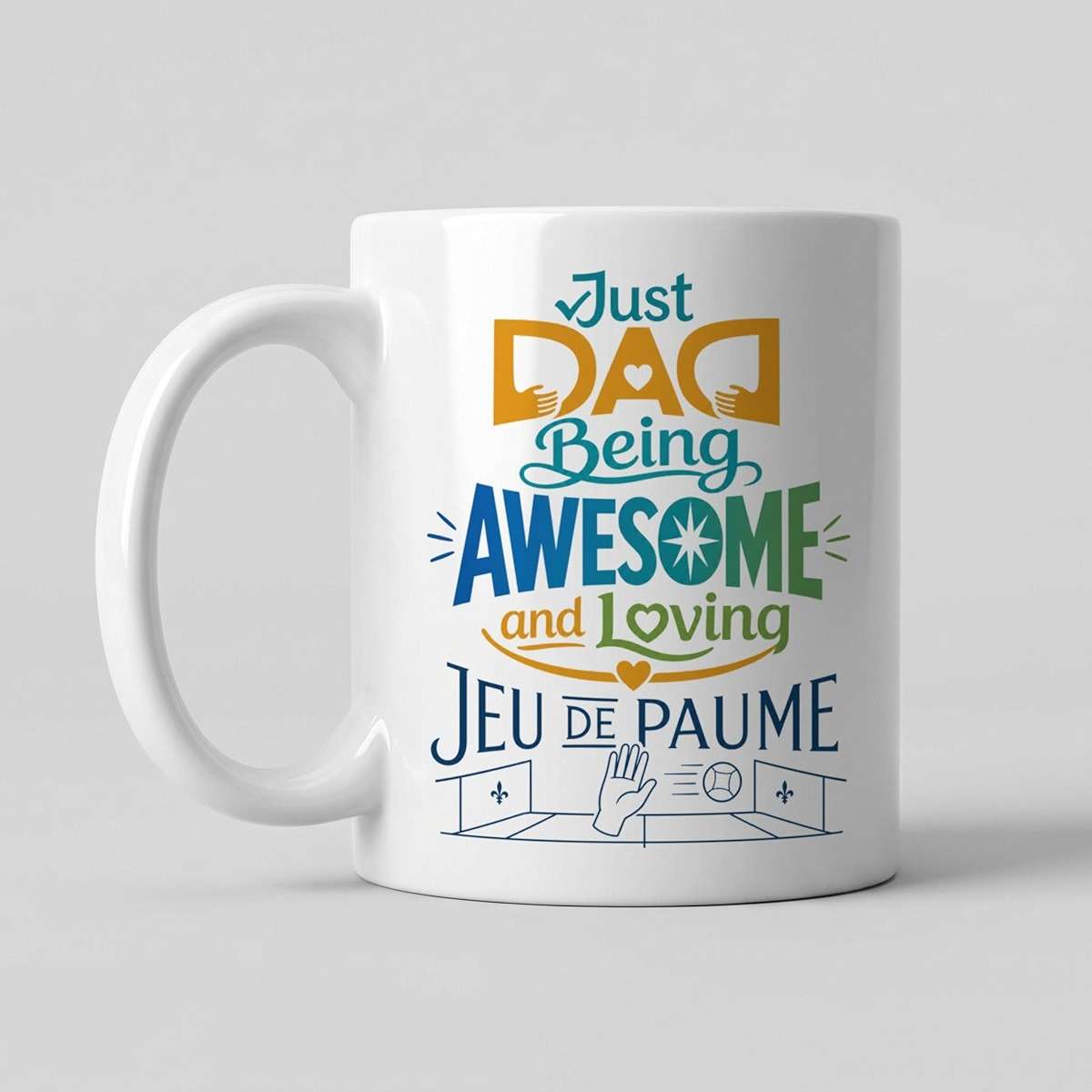 Dad jeu_de_paume Coffee Mug 11oz White Ceramic, Double-Sided Print Gift With Quote Just a Dad Being Awesome and Loving jeu_de_paume - Image 4
