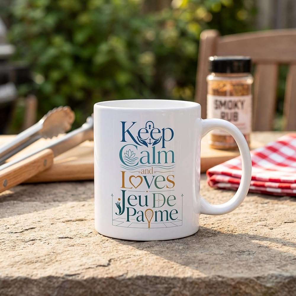Keep Calm and Loves jeu_de_paume Mug, 11oz White Ceramic Coffee Mug, Double-Sided Print Gift for jeu_de_paume Fans and Everyday Coffee Drinkers - Image 2