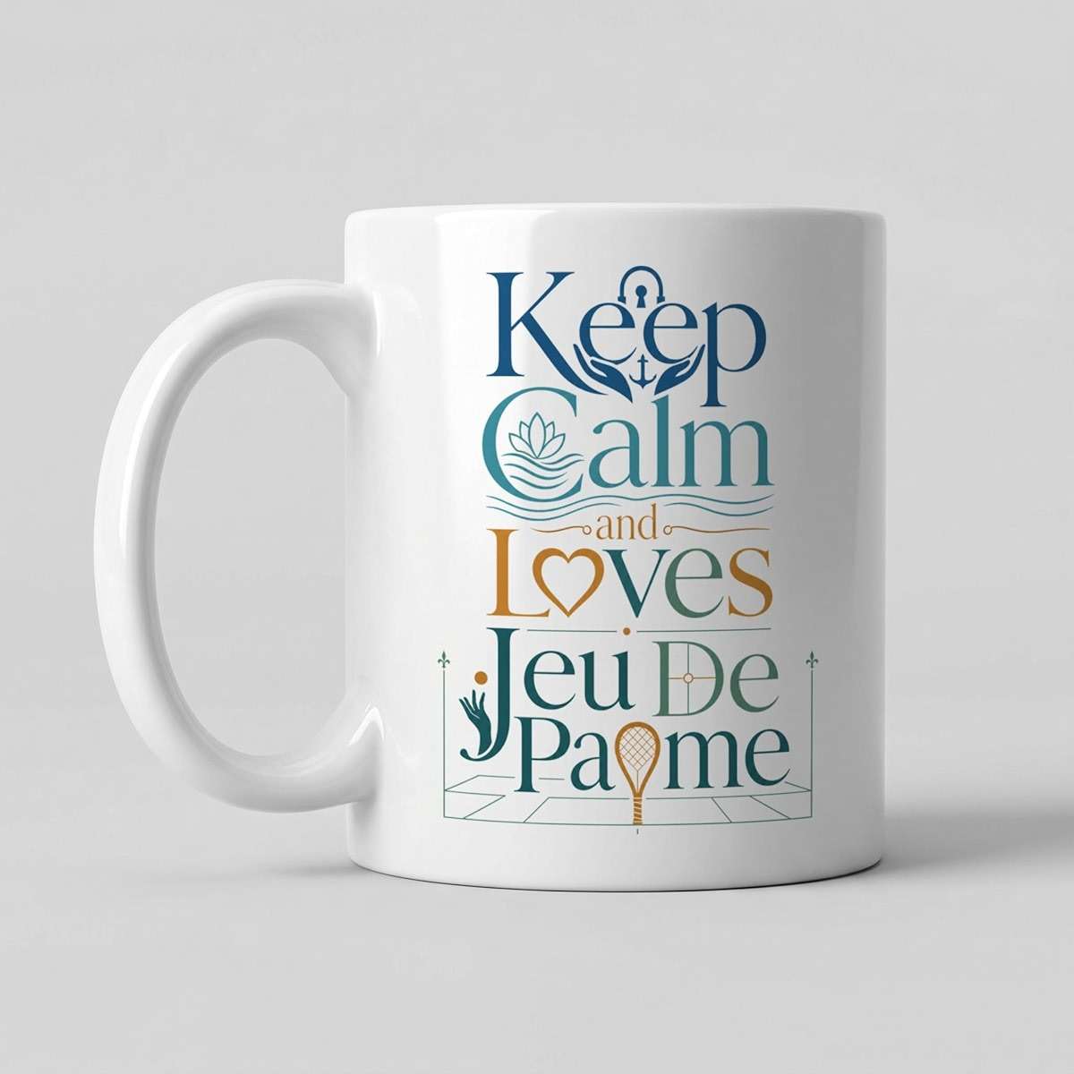 Keep Calm and Loves jeu_de_paume Mug, 11oz White Ceramic Coffee Mug, Double-Sided Print Gift for jeu_de_paume Fans and Everyday Coffee Drinkers - Image 4