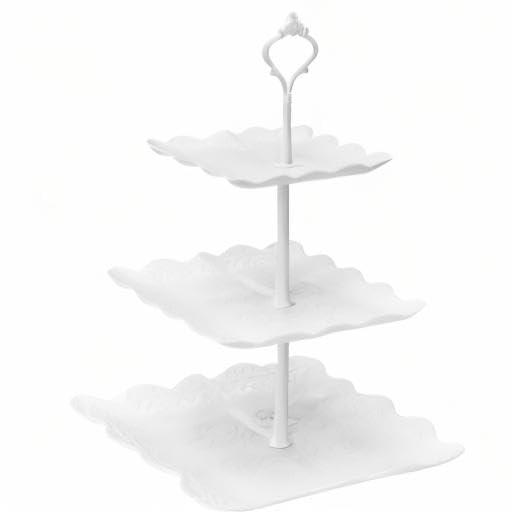 Coitak 3 Tier Cupcake Stand, Plastic Tiered Serving Stand, Square Dessert Tray for Tea Party, Baby Shower and Wedding (Pure White) - Image 8