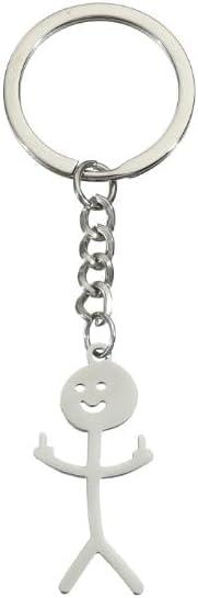 1Pc Silver Stainless Steel Funny Doodle Keychain Finger Pendant Keyring Long Distance Friendship Jewelry Gift for Men Women Keyrings, Keychains and Charms,Clothing, Shoes and Jewelry Accessories