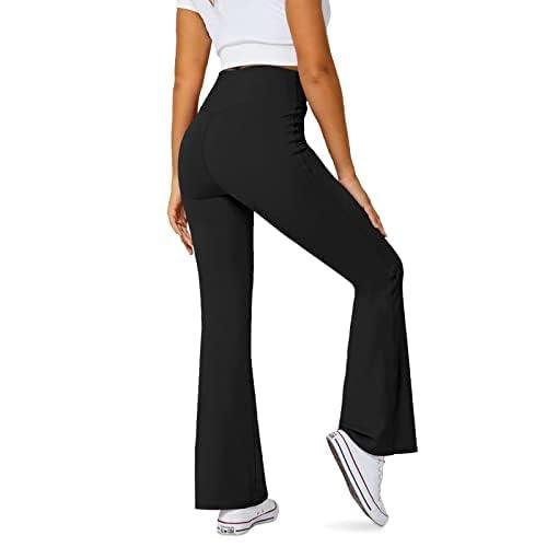 DLOODA Women's Flare Leggings with Pockets-Crossover High Waisted Bootcut Yoga Pants-Tummy Control Bell Bottom Leggings - Image 5