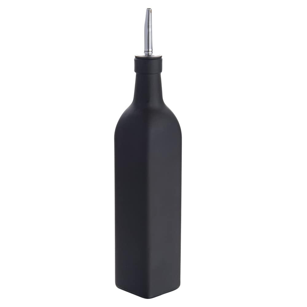 Restaurantware RW Base 16.9 Ounce Olive Oil Dispenser 1 Kitchen Oil Dispenser Bottle - With Stainless Steel Pourer Non-Leaking Black Glass Olive Oil Pourer For Cooking Or Salad Dressings