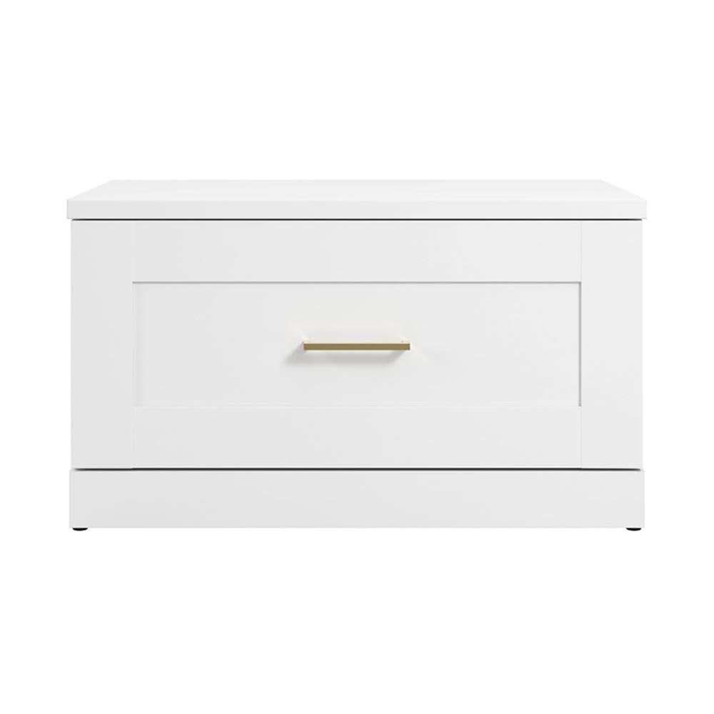 BOWERY HILL 30W Shoe Bench with Drawer in White - Engineered Wood - Image 5