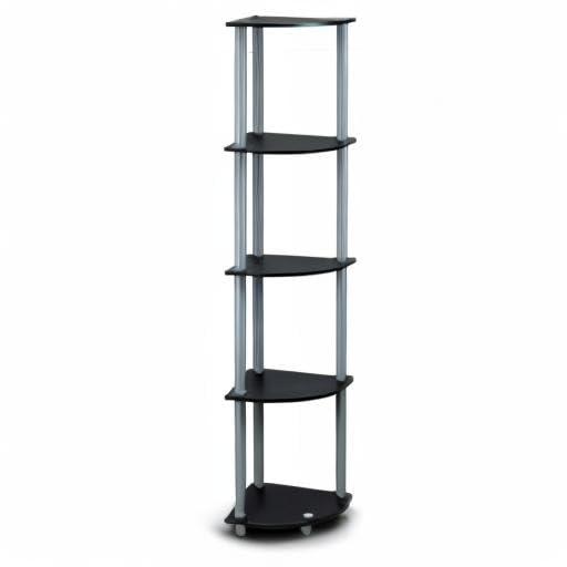 Furinno Turn-N-Tube 5 Tier Corner Display Rack Multipurpose Shelving Unit, 1-Pack, Black/Grey - Image 9