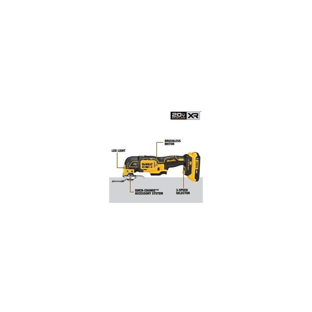 DEWALT 20V Oscillating Tool, Cordless, Wood Blades, Sandpaper, Tool Bag, Battery and Charger Included (DCS356SD1) - Image 2