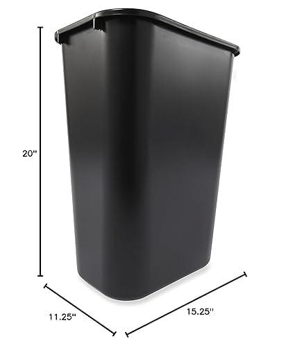 Rubbermaid Commercial Wastebasket Trash Container, 41QT/10.25 GAL, Plastic, Black, Stackable Trash Can for Bedroom/Bathroom/Office, Fits Under Desk/Sink/Cabinet - Image 6