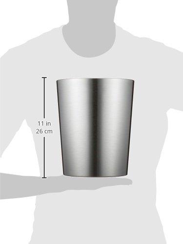 iDesignRound Metal Waste Basket, The Patton Collection – 8" x 8" x 9.7", Brushed Stainless Steel - Image 3