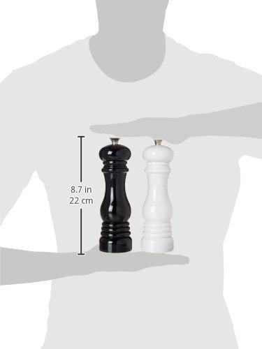 Le Creuset Salt and Pepper Mill Set, 8" x 2 1/2" each, Black & White - Image 3