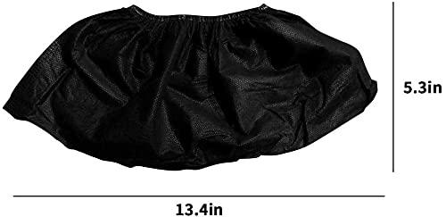 XIAOWEI Black Shoe Covers - 100 Pack (50 Pairs) Disposable Boot and Booties | One Size Fits Most Durable 35 GSM Non Woven Material (Black) - Image 3