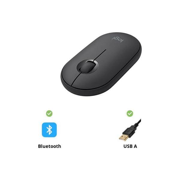 Logitech Pebble Wireless Mouse with Bluetooth or 2.4 GHz Receiver, Silent, Slim Computer Mouse with Quiet Clicks, for Laptop/Notebook/iPad/PC/Mac/Chromebook - Graphite - Image 3