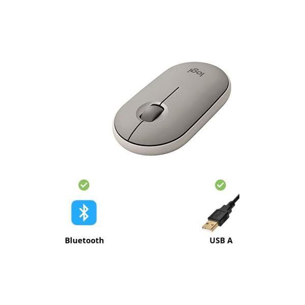 Logitech Pebble Wireless Mouse with Bluetooth or 2.4 GHz Receiver, Silent, Slim Computer Mouse with Quiet Clicks, for Laptop/Notebook/iPad/PC/Mac/Chromebook - Sand - Image 3