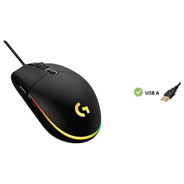 Logitech G203 Wired Gaming Mouse, 8,000 DPI, Rainbow Optical Effect LIGHTSYNC RGB, 6 Programmable Buttons, On-Board Memory, Screen Mapping, PC/Mac Computer and Laptop Compatible - Black - Image 3