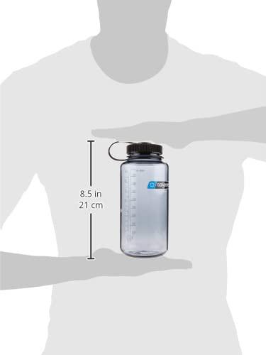 Nalgene Sustain Tritan BPA-Free Water Bottle Made with Material Derived From 50% Plastic Waste (using ISCC certified mass balance), 32 OZ, Wide Mouth, Gray w/ Black Lid - Image 3