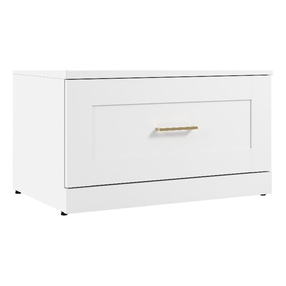 BOWERY HILL 30W Shoe Bench with Drawer in White - Engineered Wood
