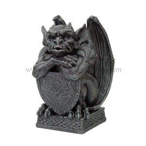 PTC 6.5 Inch Resin Medieval Gargoyle with Shield Protection Statue - Image 2