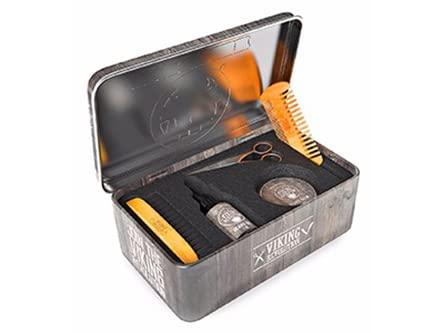 Viking Revolution Beard Care Kit for Men - Kit includes 100% Boar Beard Brush, Wooden Comb, Beard Balm, Beard Oil, Beard & Mustache Scissors in a Metal Box - Image 2