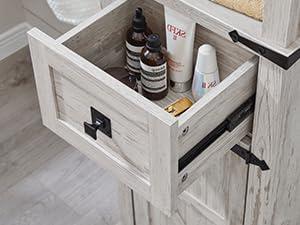 RedLemon Farmhouse Slim Bathroom Storage Cabinet, 68" Tall Storage Cabinet with Drawer & Adjustable Shelves, Rustic Narrow Storage Cabinet for Living Room, Bathroom, Kitchen, Antique Brush White - Image 5