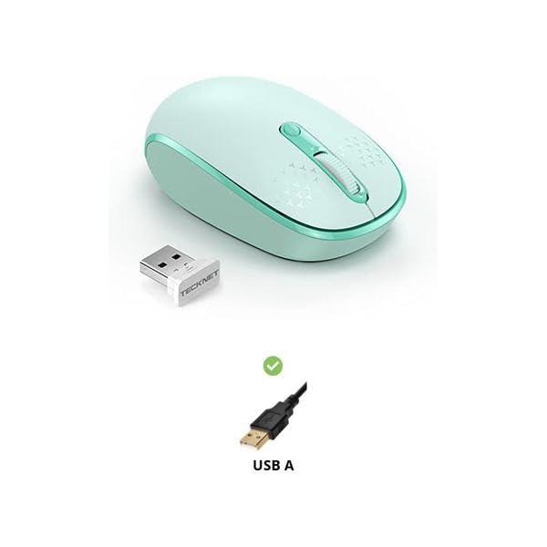 TECKNET Wireless Mouse for Laptop, 2.4G Quiet Computer Mouse with USB Receiver, 4 Buttons Portable Cordless Mice for Chromebook, Laptop, PC, Mac, 800/1200/1600 DPI - Mint Green - Image 3