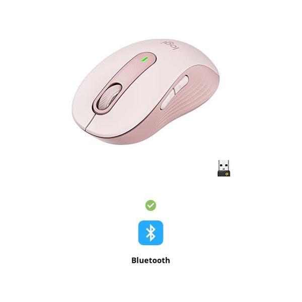 Logitech Signature M650 Wireless Mouse - for Small to Medium Sized Hands, 2-Year Battery, Silent Clicks, Customizable Side Buttons, Bluetooth, Multi-Device Compatibility - Rose (Renewed) - Image 3