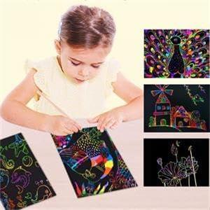 Cityrosy Scratch Art Paper Rainbow Sets 100 Pcs-Black Magic Scratch Off Craft Set for Kids Classroom Supplies Kits for Age 3-12 Kids Party Games - Image 3