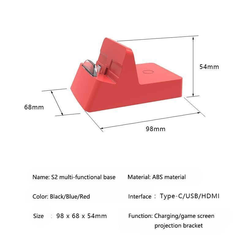 G-STORY Switch Game Console Video Converter HDMl to TV Base NS Portable USB-C Type-c Charging Base Accessories Smartphone (RED) - Image 5