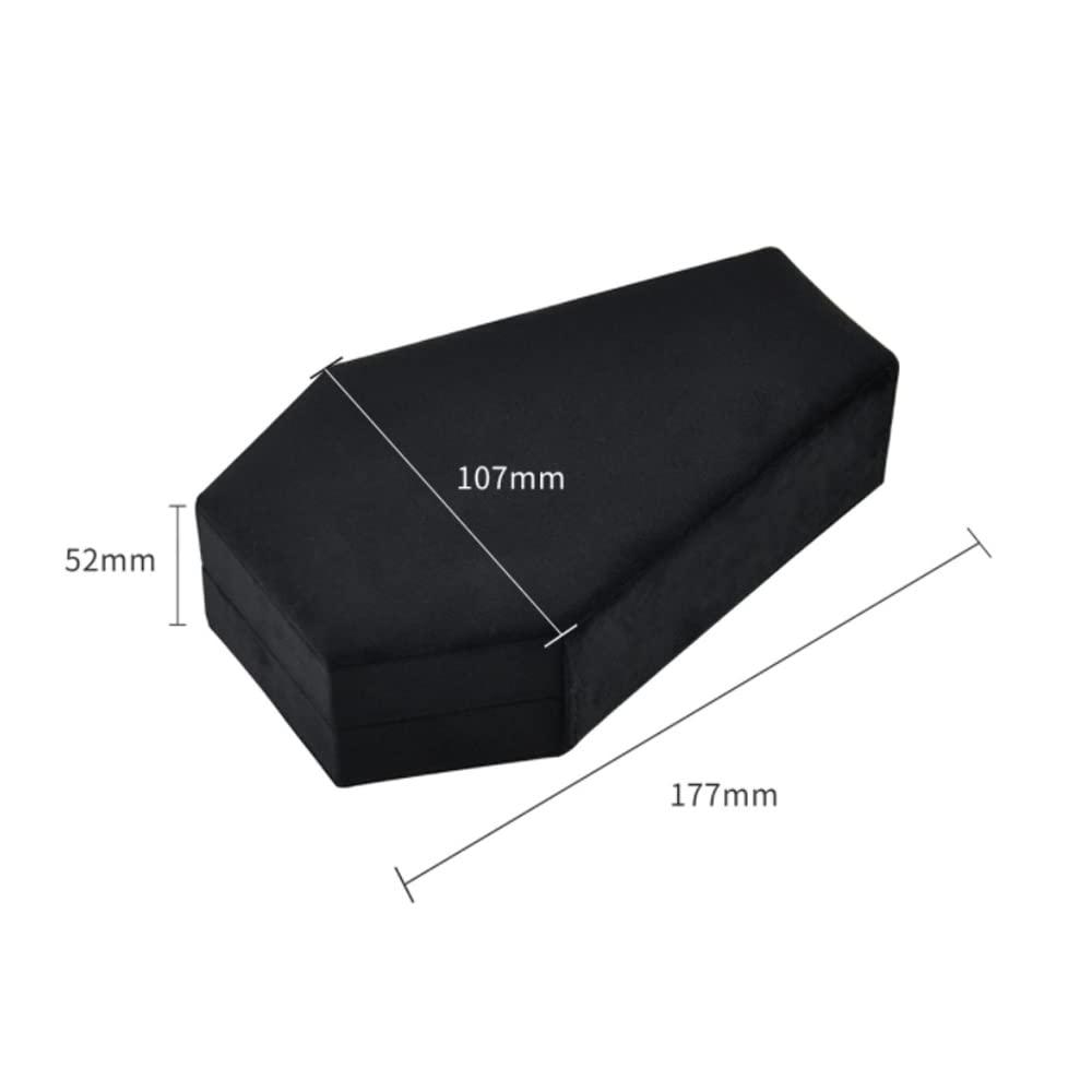 Giftop Velvet Coffin Jewelry Travel Case Holder for Gothic Wedding Ceremony,Gothic Jewelry Organizer Decoration (Black and Red) - Image 3