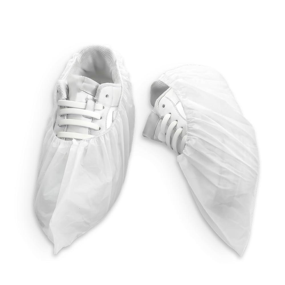Greenour Shoe Covers Disposable 100 PCS (50 Pairs) Waterproof and Durable for Indoors Plastic Boot Covers White - Image 3