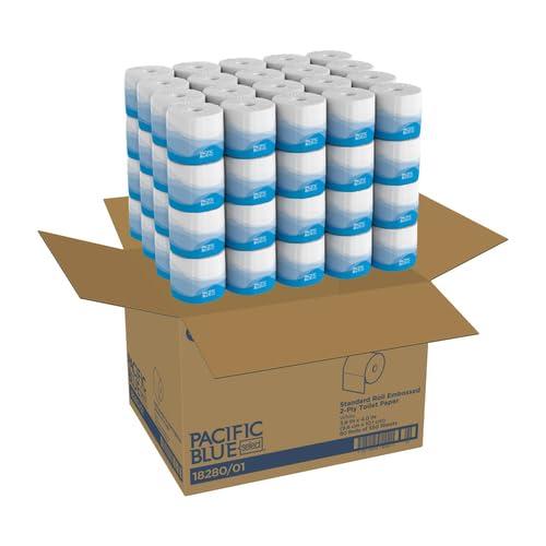 Georgia-Pacific Pacific Blue Basic 2-Ply Embossed Toilet Paper,18280/01, 550 Sheets Per Roll, 80 Rolls Per Case - Image 3