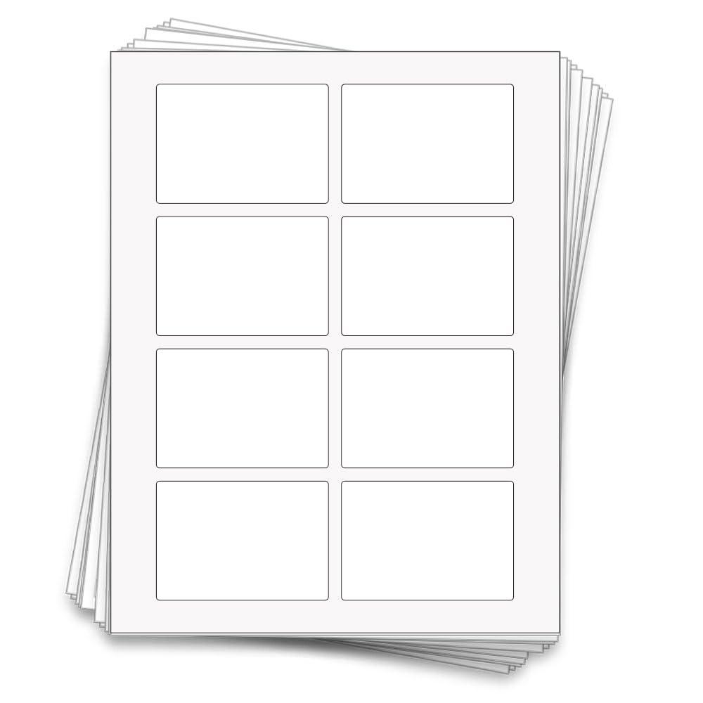 Blank White Adhesive Sticker Paper Labels, 80 Labels Per Sheet, 3.25 x 2.25 inches, Letter Size
