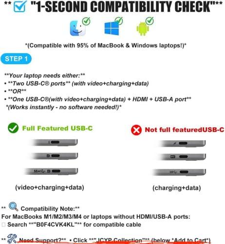14" Laptop Screen Extender Smart Base - Upgraded Triple Portable Monitor FHD 1080P -300% More Efficient, 360° Rotation/Detachable Dual Display, Plug-Play USB C/HDMI,Laptop Monitor Extender for Win/Mac - Image 9
