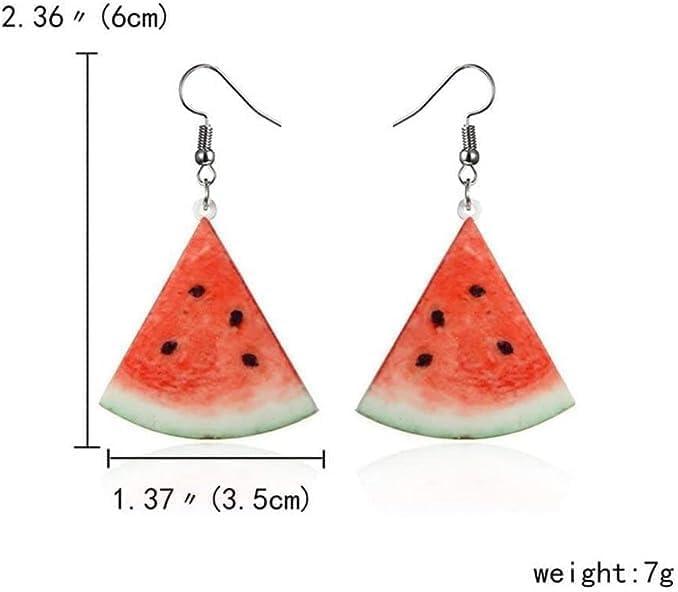 A Pair of Red Watermelons Fashion Creative Acrylic Fruit Earrings Trendy Realistic Food Dangle Earring Women Fun Coconut Watermelon Multicolor for Women Gift Jewelry,Clothing, Shoes and Jewelry - Image 2