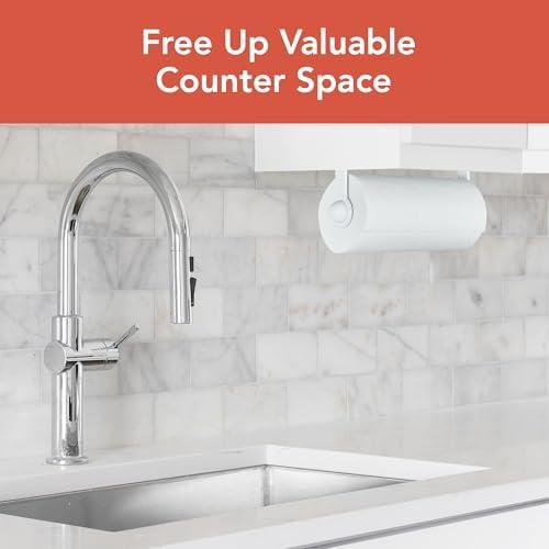 Spectrum Paper Towel Holder for Under Cabinet - Hanging Wall Mount Paper Towel Holder for Kitchen - Easy-to-Use Fits Standard & Jumbo Rolls - Minimalist Paper Towel Roll Rack - Image 3