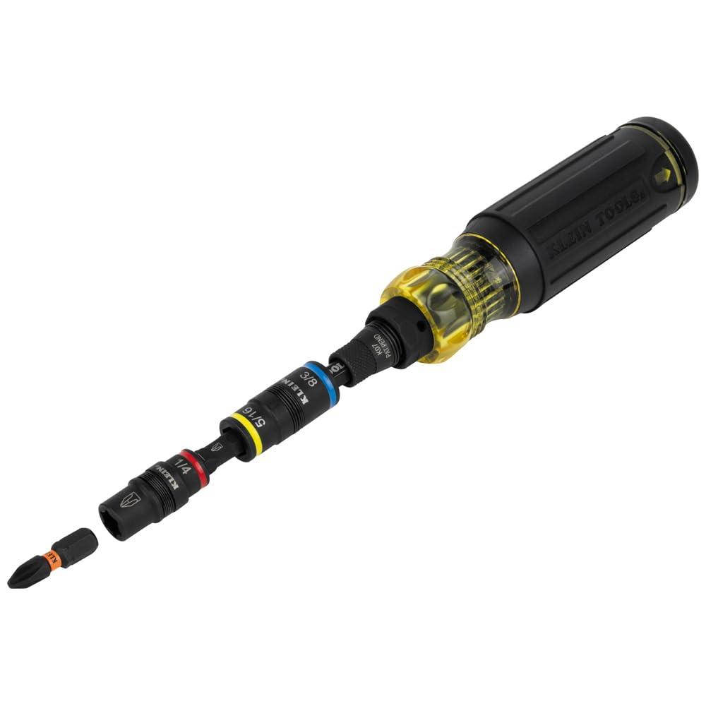 Klein Tools 32517HD KNECT 17-in-1 Impact-Rated Hybrid Screwdriver/Nut Driver, Magnetic, Flip Socket, 11 Bits, 3 Nut Drivers, Bit Holder, Square Adapter - Image 5