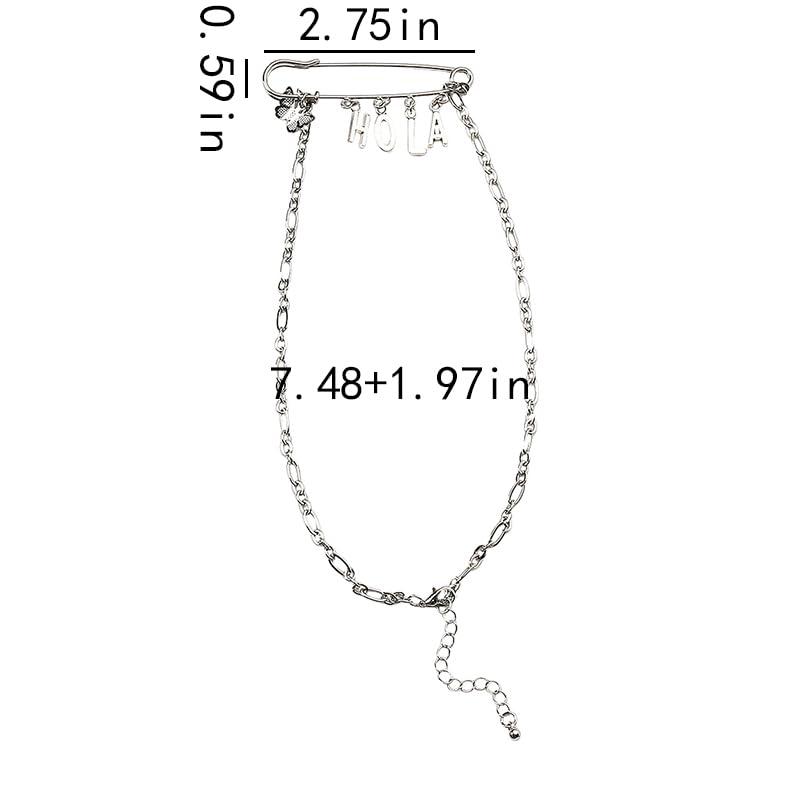 Safety Pin Brooch with Hanging Chains Charms Decorative Punk Goth Collar Brooches Pin for Sweater Dress Skirt Tie Pins Emo Pins - Image 2