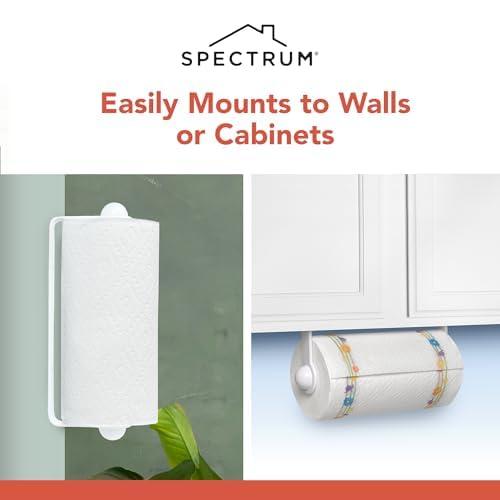 Spectrum Paper Towel Holder for Under Cabinet - Hanging Wall Mount Paper Towel Holder for Kitchen - Easy-to-Use Fits Standard & Jumbo Rolls - Minimalist Paper Towel Roll Rack - Image 5