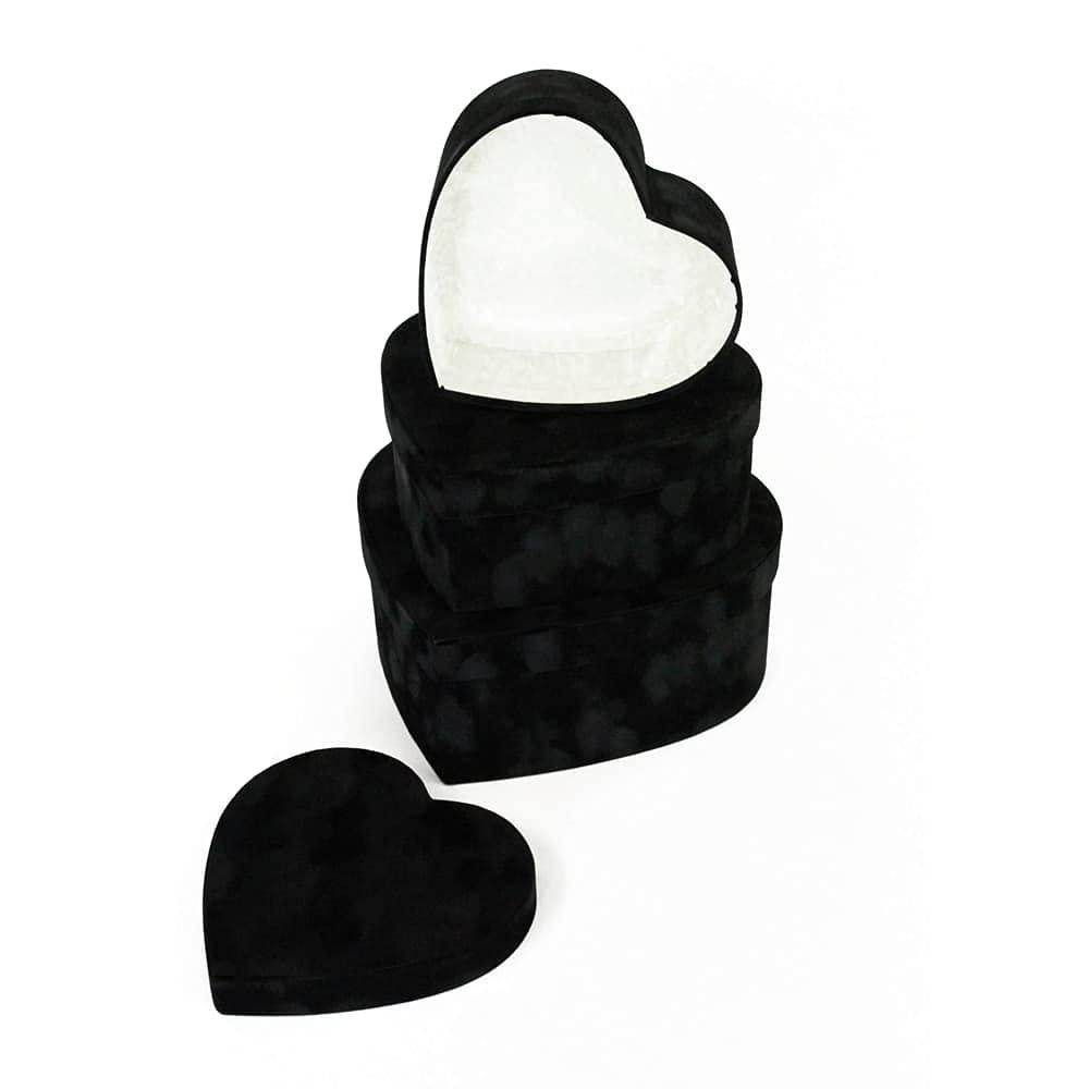 UNIKPACKAGING Premium Quality Heart Shaped Velvet Flower Boxes, SET OF 3, Gift Boxes for Luxury Flower and Gift Arrangements, with Lids, (Black) - Image 5