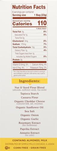 Simple Mills Almond Flour Crackers, Farmhouse Cheddar Snack Packs - Gluten Free, Healthy Snacks, 4.9 Ounce (Pack of 1) - Image 11