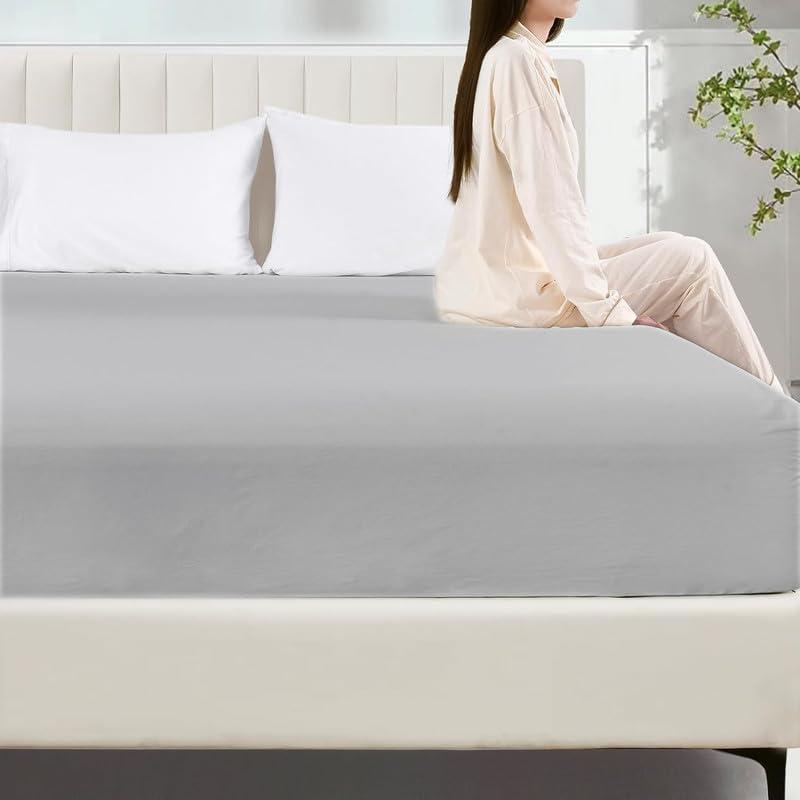 Shreem Linen Zippered King Fitted Sheet fits 16" Mattresses, Ultra-Soft 1800 Microfiber, Fully Enclosed Zipper Mattress Cover, Light Grey - Image 6