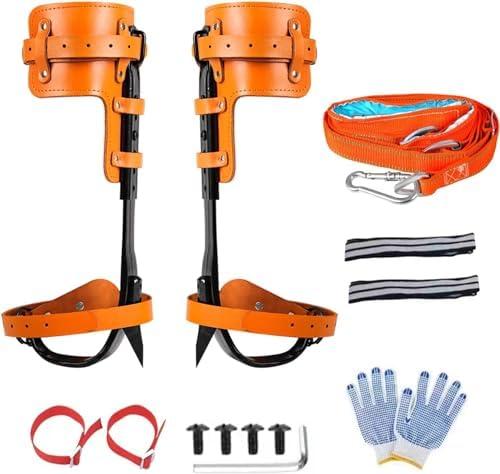 MIZHAO Tree Climbing Spikes Kit - Tree Climbing Gear Arborist Tree Climbing Kit for Tree Work, Climbing Sports Working 16.13 inches Yellow Brown