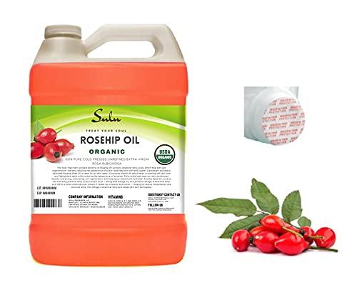 SULU ORGANICS 64 FL.OZ- 100% Pure Certified Organic Unrefined Extra Virgin Rosehip Oil