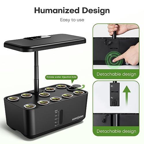 Ahopegarden Indoor Garden Hydroponics Growing System: 10 Pods Plant Germination Kit Aeroponic Herb Vegetable Growth Lamp Countertop with LED Grow Light - Hydrophonic Planter Grower Harvest Lettuce - Image 7
