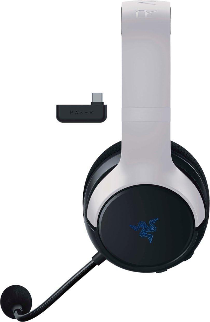 Razer Kaira Dual Wireless Gaming Headset for PlayStation 5 / PS5, PC, Mobile, PS4: Triforce 50mm Drivers - HyperClear Cardioid Mic - 2.4GHz and Bluetooth w/SmartSwitch - EQ Toggle - White/Black - Image 3