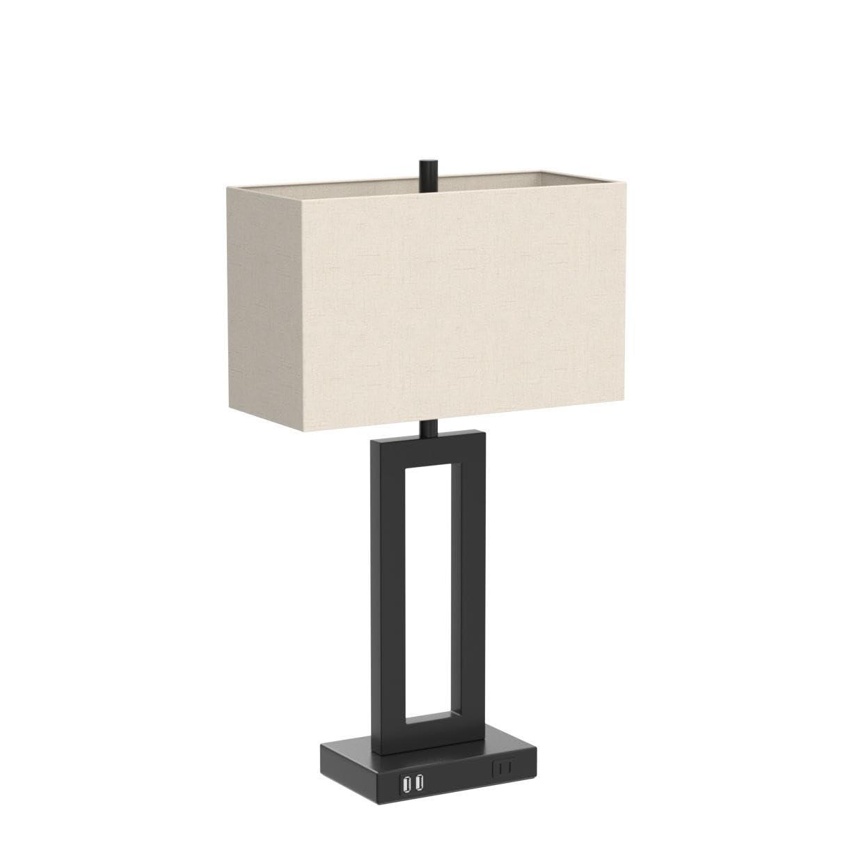 Set of 2 Touch Control Table Lamp with 2 USB Ports, 3-Way Dimmable Modern Nightstand Lamp Sets Bedside Touch Desk Lamp with Fabric Cream Shade For Bedroom Table Living Room Reading, Included Bulbs - Image 4