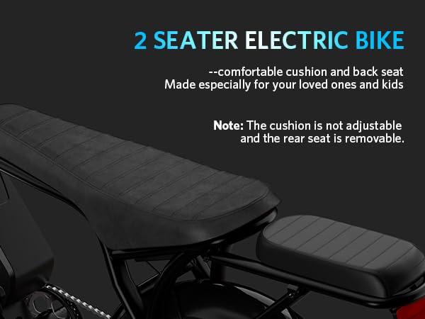 OUXI Electric Bike for Adults, Peak 500/750W/1000W, Up to 20/31 MPH, 10.4/15/30 AH Removable Battery, 16''/20" Fat Tire Electric Bike, 7-Speed Gear Bicicleta Eléctrica, Ebike Moped Style UL Certified - Image 9